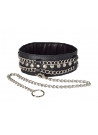 Чёрный ошейник с цепочками и поводком - Sitabella - купить с доставкой в Нижнекамске
