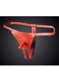 Красные кожаные универсальные трусики со штырьком для насадок - Sitabella - купить с доставкой в Нижнекамске