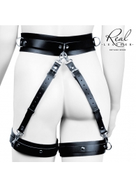 Черный кожаный пояс с гартерами - S-M - Notabu - купить с доставкой в Нижнекамске