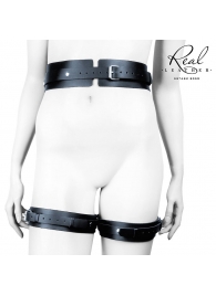 Черный кожаный пояс с гартерами - S-M - Notabu - купить с доставкой в Нижнекамске