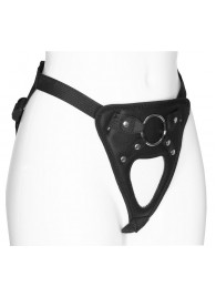 Черный универсальный пояс с фиксацией насадок кольцом - LOVETOY (А-Полимер) - купить с доставкой в Нижнекамске