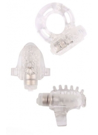 Набор из 3 прозрачных эрекционных колец с вибрацией Teasers Ring Kit - Chisa - в Нижнекамске купить с доставкой
