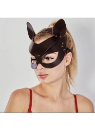 Коричневая кожаная маска  Кошечка - Sitabella - купить с доставкой в Нижнекамске