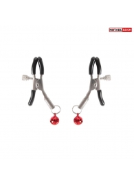 Серебристые зажимы на соски с шариками - Notabu - купить с доставкой в Нижнекамске