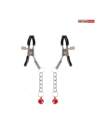 Серебристые зажимы на соски с шариками на цепочках - Notabu - купить с доставкой в Нижнекамске