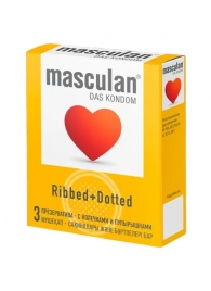 Презервативы с колечками и пупырышками Masculan Ribbed+Dotted - 3 шт. - Masculan - купить с доставкой в Нижнекамске