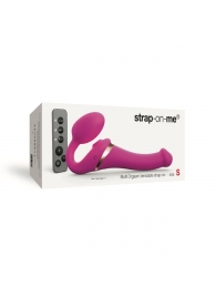 Ярко-розовый безремневой страпон Multi Orgasm Size S с клиторальной стимуляцией - Strap-on-me - купить с доставкой в Нижнекамске
