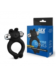 Черное силиконовое эрекционное виброкольцо Sex Expert - Sex Expert - в Нижнекамске купить с доставкой
