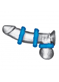 Комплект из трех голубых эрекционных колец 3-Pack Ribbed Rider Cock Ring Set - BlueLine - в Нижнекамске купить с доставкой