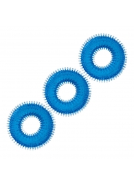 Комплект из трех голубых колец для эрекции 3-Pack Ultra-Stim Stretch Cock Rings - BlueLine - в Нижнекамске купить с доставкой