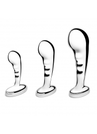 Набор из 3 стальных стимуляторов простаты Stainless Steel P-spot Training Set - b-Vibe - в Нижнекамске купить с доставкой