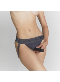Серые трусики для фиксации насадок Strap-on-me Harness Lingerie Unique - Strap-on-me - купить с доставкой в Нижнекамске