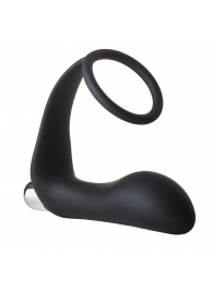 Черное эрекционное кольцо с вибропробкой Vibrating Anal Plug With Cockring - Dream Toys - в Нижнекамске купить с доставкой