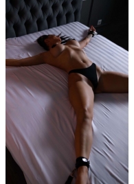 Черный кожаный набор фиксации на кровати Sex Game - БДСМ Арсенал - купить с доставкой в Нижнекамске