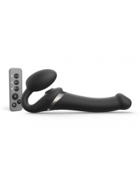 Черный безремневой страпон Multi Orgasm Size M с клиторальной стимуляцией - Strap-on-me - купить с доставкой в Нижнекамске