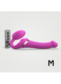 Ярко-розовый безремневой страпон Multi Orgasm Size M с клиторальной стимуляцией - Strap-on-me - купить с доставкой в Нижнекамске