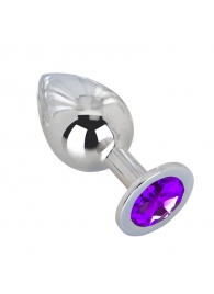 Большой плаг из стали с фиолетовым кристаллом Violet Dream - 9,5 см. - Erotic Fantasy - купить с доставкой в Нижнекамске