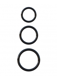 Набор из трех черных эрекционных колец Silicone 3-Ring Stamina Set - Pipedream - в Нижнекамске купить с доставкой