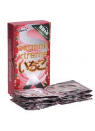 Презервативы Sagami Xtreme Strawberry c ароматом клубники - 10 шт. - Sagami - купить с доставкой в Нижнекамске