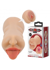 Телесный двусторонний мастурбатор Sarah - ротик и вагина - Baile - в Нижнекамске купить с доставкой