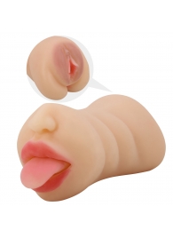 Телесный двусторонний мастурбатор Sarah - ротик и вагина - Baile - в Нижнекамске купить с доставкой