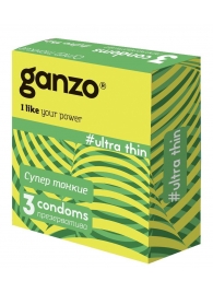 Ультратонкие презервативы Ganzo Ultra thin - 3 шт. - Ganzo - купить с доставкой в Нижнекамске
