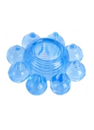 Голубая гелевая насадка-цветок - Toyfa Basic - в Нижнекамске купить с доставкой