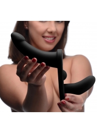 Черный вибрострапон Double Take 10X Double Penetration Vibrating Strap-on Harness - XR Brands - купить с доставкой в Нижнекамске