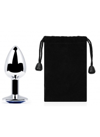 Анальное украшение BUTT PLUG  Small с синим кристаллом - 7 см. - Anal Jewelry Plug - купить с доставкой в Нижнекамске