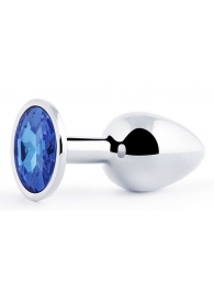 Анальное украшение BUTT PLUG  Small с синим кристаллом - 7 см. - Anal Jewelry Plug - купить с доставкой в Нижнекамске