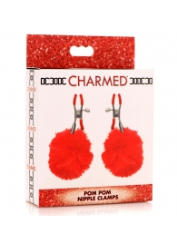 Красные зажимы на соски с помпонами Pom Pom - XR Brands - купить с доставкой в Нижнекамске