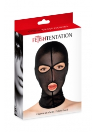Черная сетчатая маска на голову с отверстиями для глаз и рта - Fetish Tentation - купить с доставкой в Нижнекамске