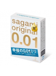 Увлажнённые презервативы Sagami Original 0.01 Extra Lub - 2 шт. - Sagami - купить с доставкой в Нижнекамске