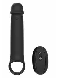 Черная насадка-удлинитель с вибрацией Vibrating Extender With Remote - Dream Toys - в Нижнекамске купить с доставкой