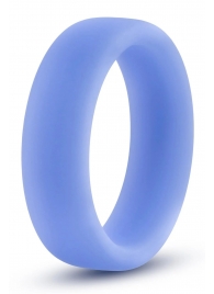 Голубое люминесцентное кольцо Silicone Glo Cock Ring - Blush Novelties - в Нижнекамске купить с доставкой