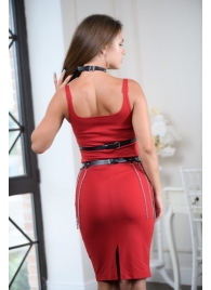 Черно-серебристая портупея-юбка plus size с цепочками - БДСМ Арсенал - купить с доставкой в Нижнекамске