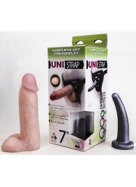 Страпон-унисекс с двумя насадками UNI strap 7  Harness - 19 и 16 см. - LOVETOY (А-Полимер) - купить с доставкой в Нижнекамске