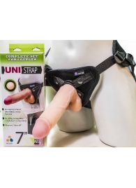 Страпон-унисекс с двумя насадками UNI strap 7  Harness - 19 и 16 см. - LOVETOY (А-Полимер) - купить с доставкой в Нижнекамске