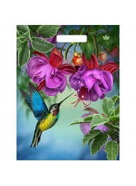 Пакет с принтом в виде колибри в цветах с вырубной ручкой (31х40 см) - Сима-Ленд - купить с доставкой в Нижнекамске