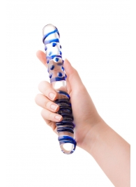 Двусторонний стеклянный фаллоимитатор с рельефом - 22 см. - Sexus