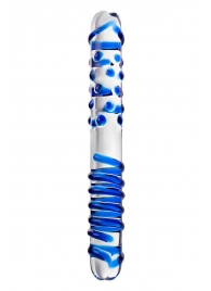 Двусторонний стеклянный фаллоимитатор с рельефом - 22 см. - Sexus