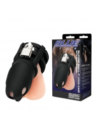 Черная клетка для пениса Silicone Small 2 in Cock Cage With Ball Divider - BlueLine - купить с доставкой в Нижнекамске