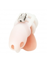 Белая клетка для пениса Silicone Small 2 in Cock Cage With Ball Divider - BlueLine - купить с доставкой в Нижнекамске