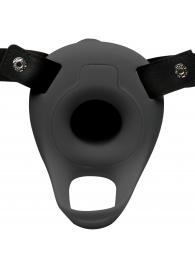 Черный полый страпон с вибрацией 2’’ Erection 28X Smooth Vibrating Silicone Penis Sheath - XR Brands - купить с доставкой в Нижнекамске