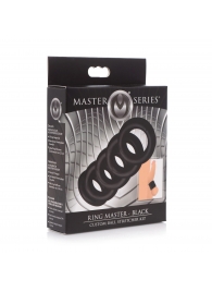 Комплект из 5 черных эрекционных колец для мошонки Ring Master Custom Ball Stretcher Kit - XR Brands - в Нижнекамске купить с доставкой