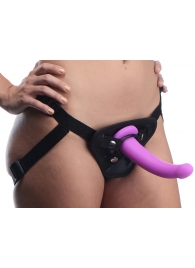 Лиловый поясной страпон Navigator Silicone G-Spot Dildo with Harness - 17,8 см. - XR Brands - купить с доставкой в Нижнекамске