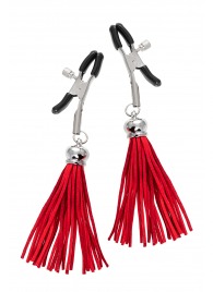 Зажимы на соски «Прищепки» с красными кисточками из замши - Pecado - купить с доставкой в Нижнекамске