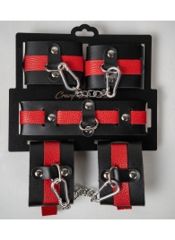 Черно-красный набор фиксаций: наручники, оковы и ошейник - Crazy Handmade - купить с доставкой в Нижнекамске