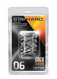 Прозрачная насадка с объёмными чёрточками STAY HARD COCK SLEEVE 06 CLEAR - Blush Novelties - в Нижнекамске купить с доставкой