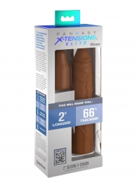 Коричневая насадка на член 2  Silicone X-tension - 20,3 см. - Pipedream - в Нижнекамске купить с доставкой